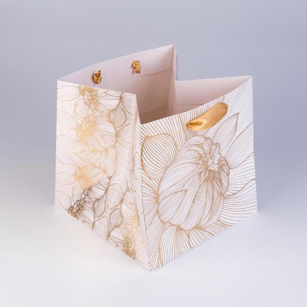 Luxury Gift Bag, Large Flower Power Design (White)