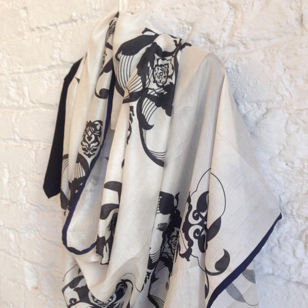 Fine mul mul hand screen printed cotton scarf - [product-type] - Inclusive Trade