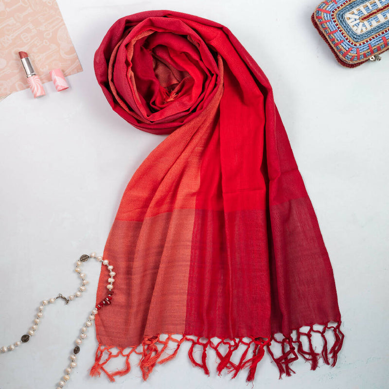 Block Style Red Cotton scarf - [product-type] - Inclusive Trade
