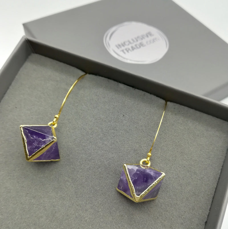 24 carat gold plated - Desert Rose - earrings - Violet - [product-type] - Inclusive Trade