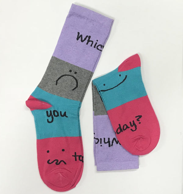 Fun socks - "Which one are you today?" - Pink & Purple - [product-type] - Inclusive Trade