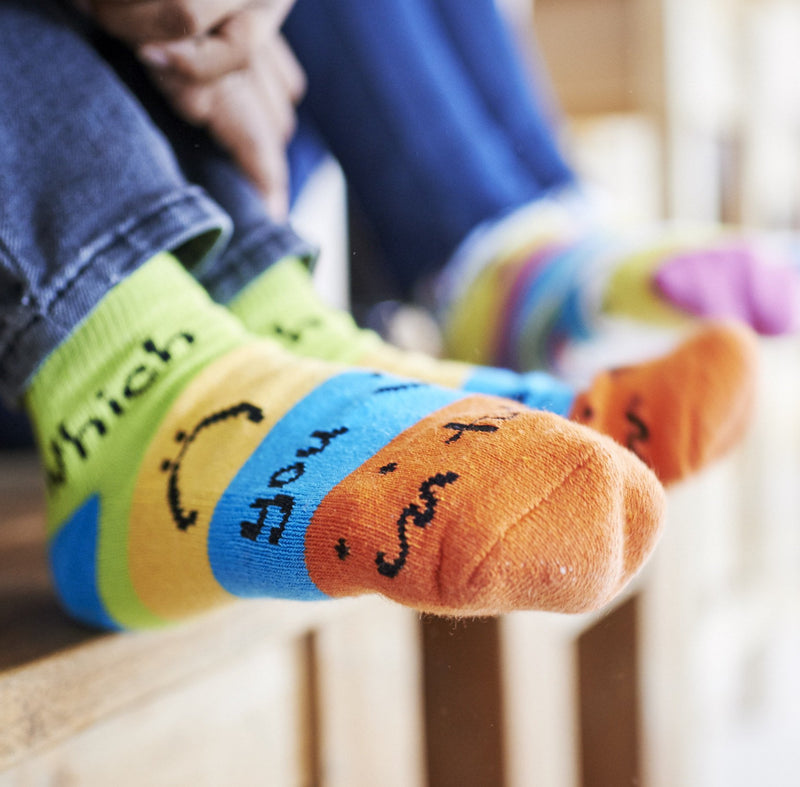 Fun socks - "Which one are you today?" - Yellow & Green - [product-type] - Inclusive Trade