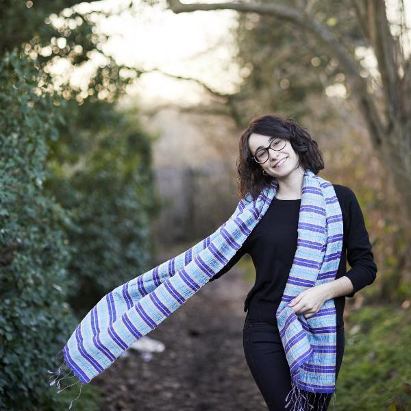 Lotus & Silk handwoven exclusive scarves from Myanmar- Blues - [product-type] - Inclusive Trade