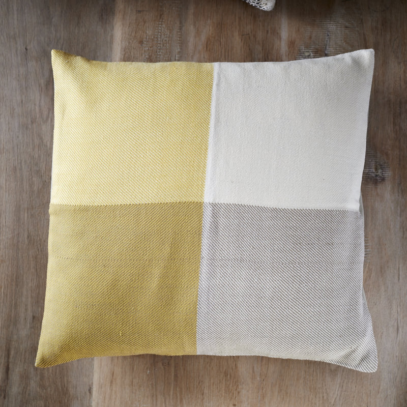 Handwoven cushion cover - Himalayan Merino Wool -  Sunny yellow - Inclusive Trade