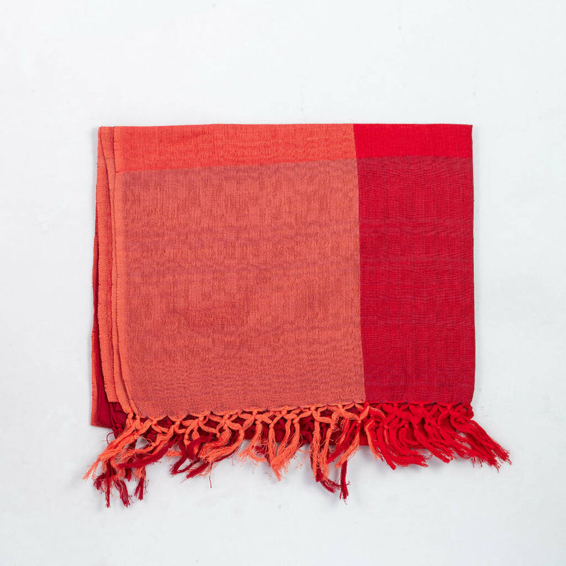 Block Style Red Cotton scarf - [product-type] - Inclusive Trade
