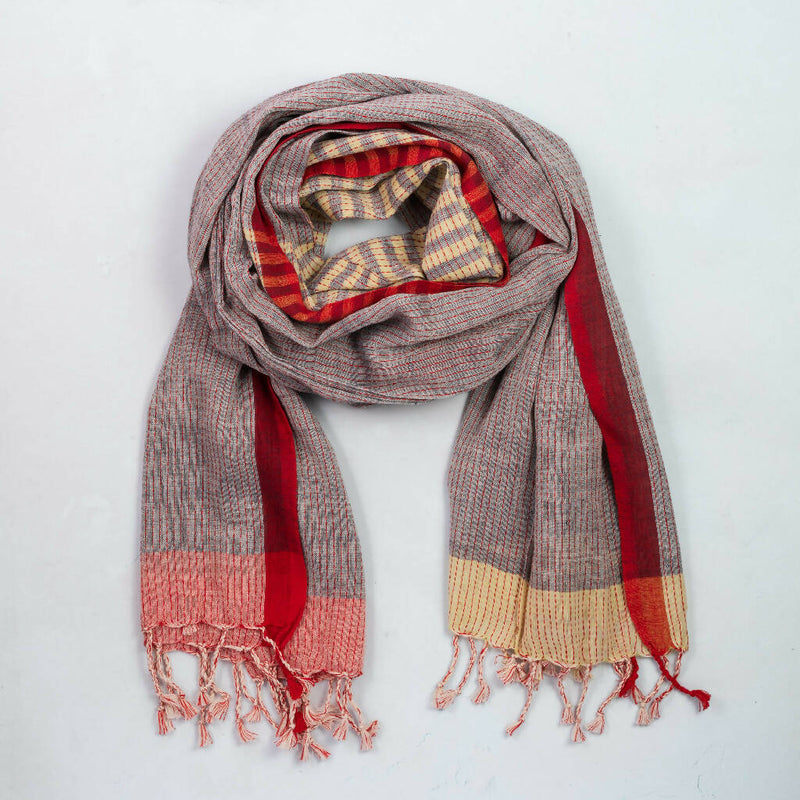 Grey and Red Stripe Organic Cotton Scarf - [product-type] - Inclusive Trade