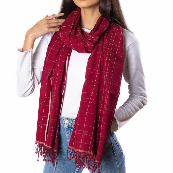 Brick Red Muslin Cotton Scarf - [product-type] - Inclusive Trade