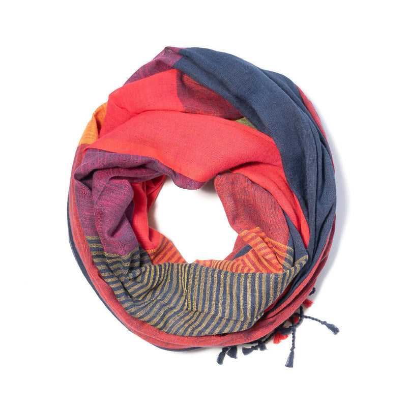 Meena- Organic Cotton scarf stripe at bottom - [product-type] - Inclusive Trade