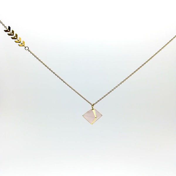 18 carat gold plated - Desert Rose - necklace - Rose Quartz - [product-type] - Inclusive Trade